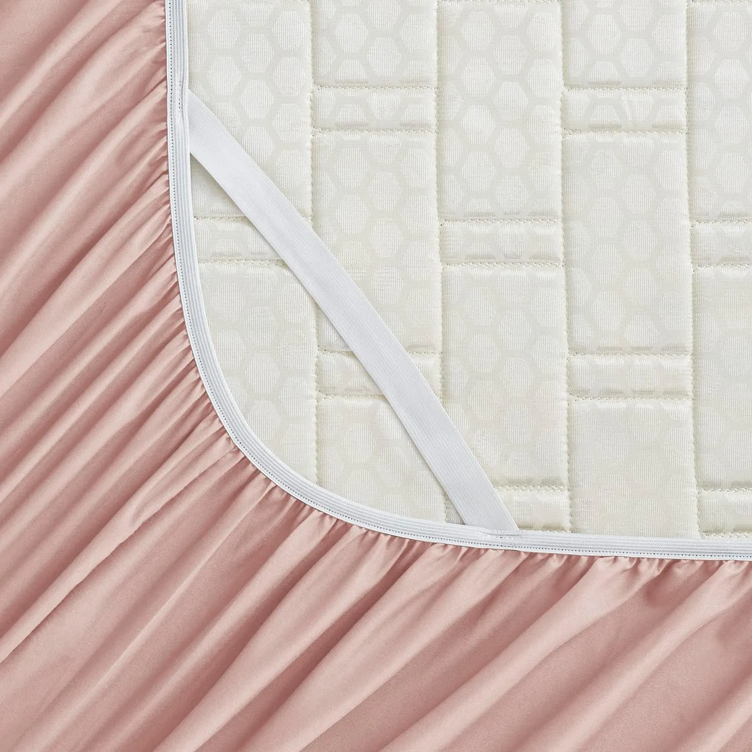 Empyrean Extra Deep Queen Fitted Sheet - Soft Microfiber 110 GSM, Deep Pocket, Corner Straps - Pale Blush