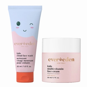 Evereden Kids Cloud Face Wash: Tropical Sorbet, 3.4 fl oz & Kids Face Cream: Cool Peach, 1.7 oz. | Creamy & Fun Skin Care for Kids | Easy-to-Use Kids Face Wash & Cream | Non-toxic Kids Skin Care