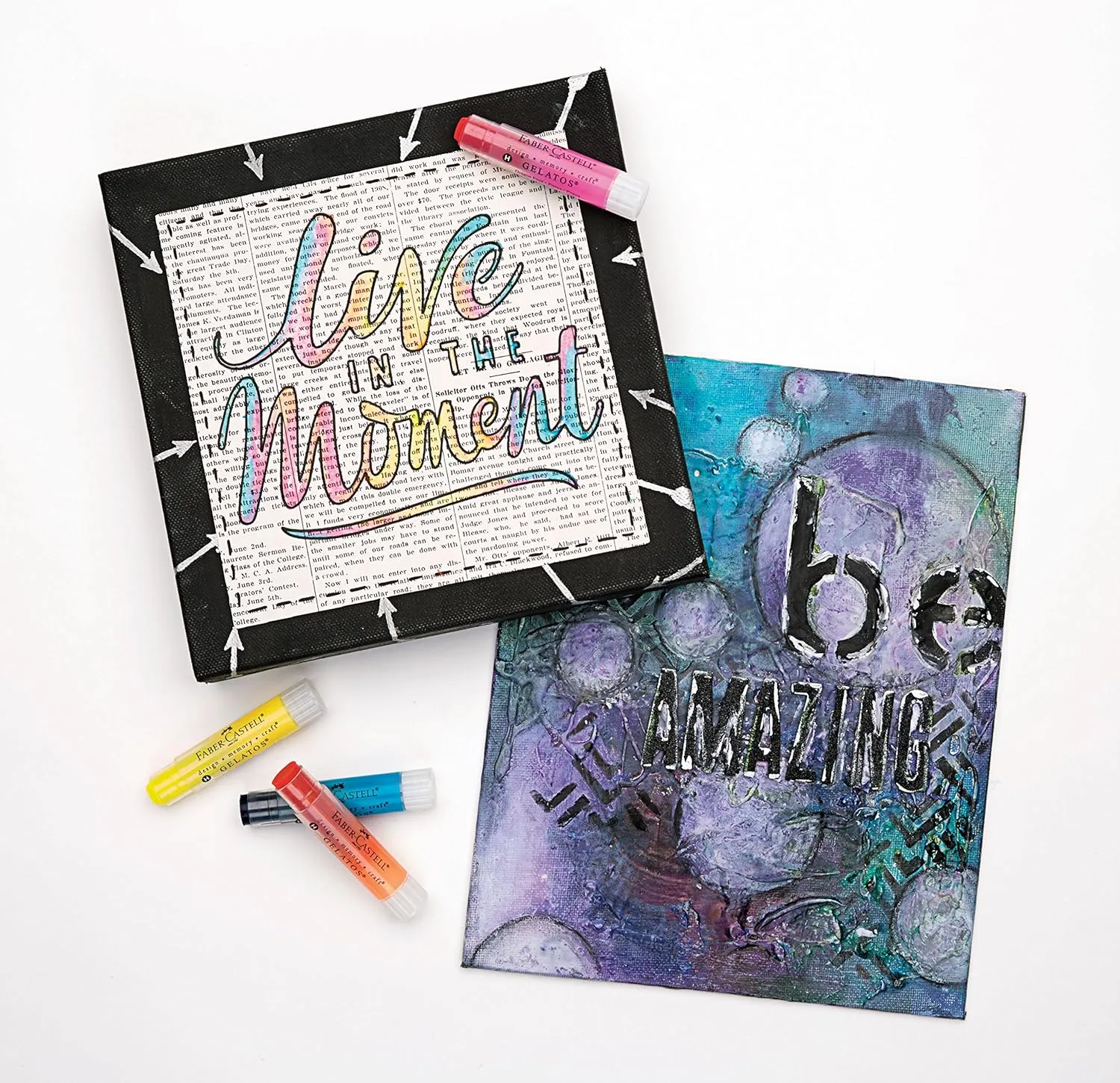 Faber-Castell Gelatos Colors Set, Iridescents - Water Soluble Pigment Crayons - 15 Iridescent Colors