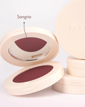 Farmasi Powder Blush Sangria, 4.5ml/0.15flOz - Silky Smooth and Blendable Blush - Long-Lasting Color, Enhances Cheekbones, and Provides Natural Radiance