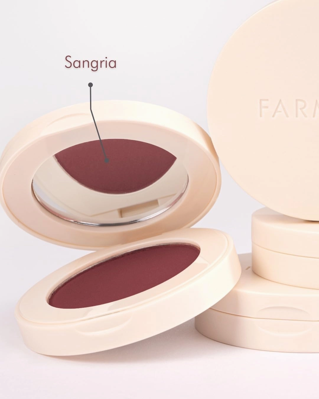 Farmasi Powder Blush Sangria, 4.5ml/0.15flOz - Silky Smooth and Blendable Blush - Long-Lasting Color, Enhances Cheekbones, and Provides Natural Radiance
