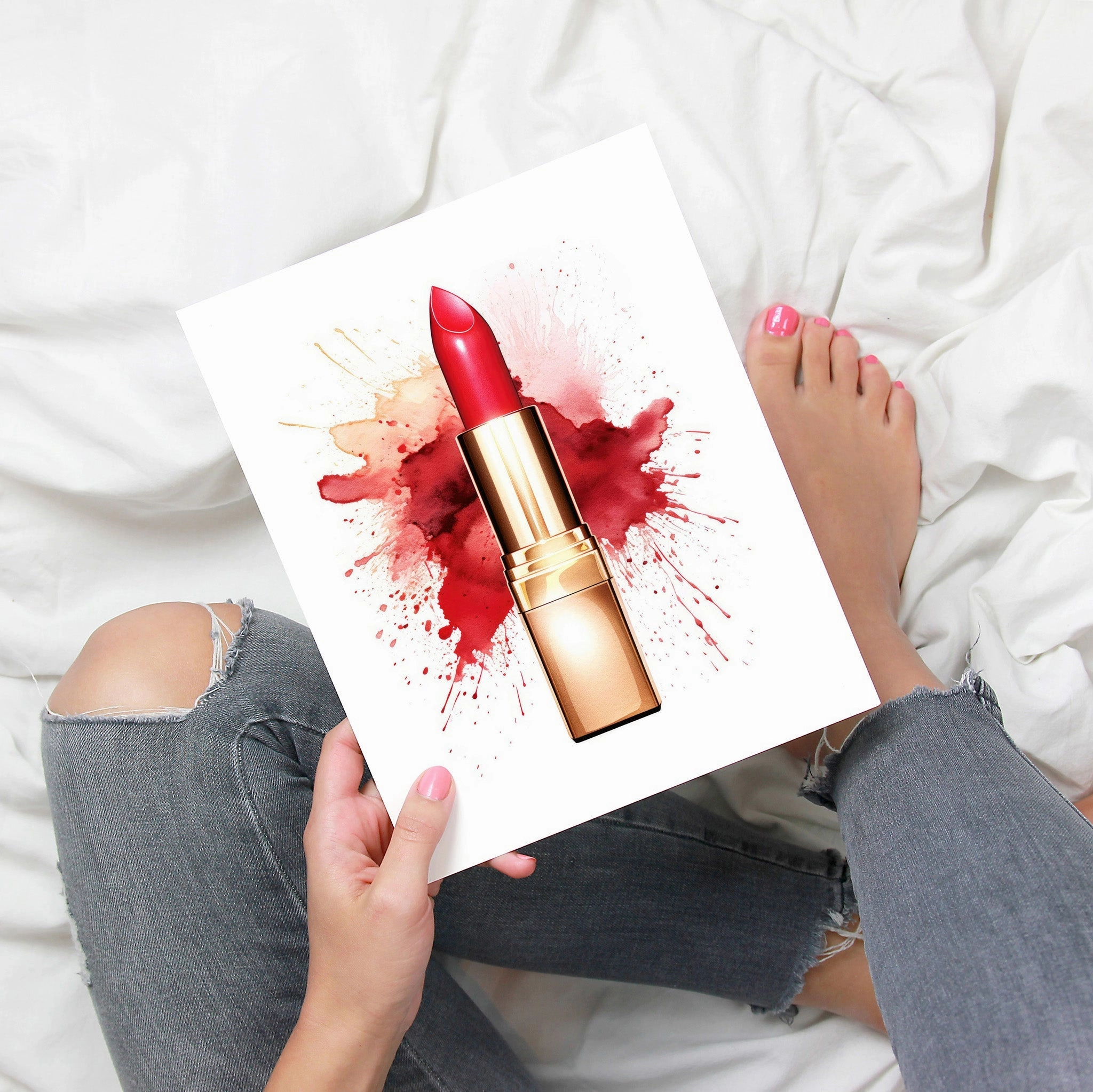 Fasion Watercolor Red Lipstick