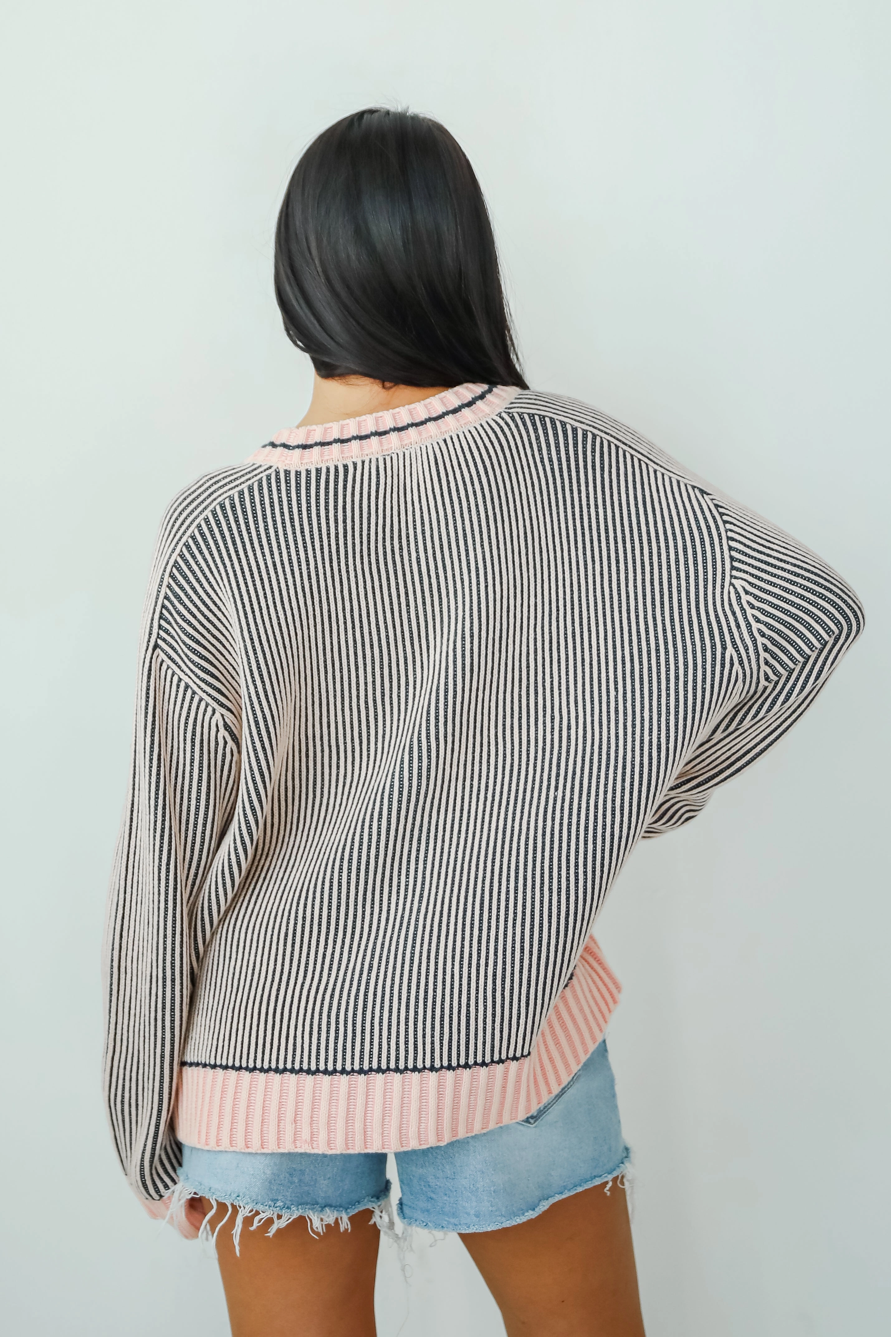 FINAL SALE - Cozy Expert Blush Striped Sweater Cardigan