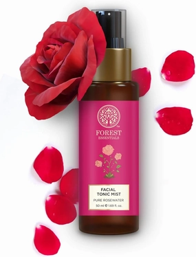 Forest Essentials Pure Rosewater Facial Tonic Mist | Hydrating Ayurvedic Steam Distilled Toner for Dewy Skin | Minimises Pores & Refreshes Skin