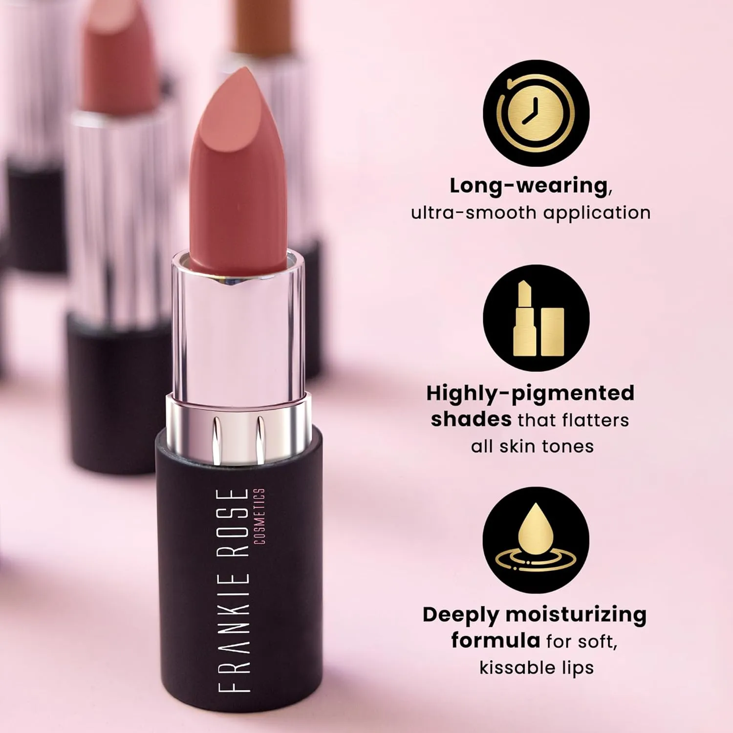 Frankie Rose Long Lasting Lipstick for Women | Smudge Proof Lipstick Enriched with Jojoba Oil | Buildable Lip Colors, Suitable For All Skin Tones | Cruelty-Free Lip Makeup | Exposed