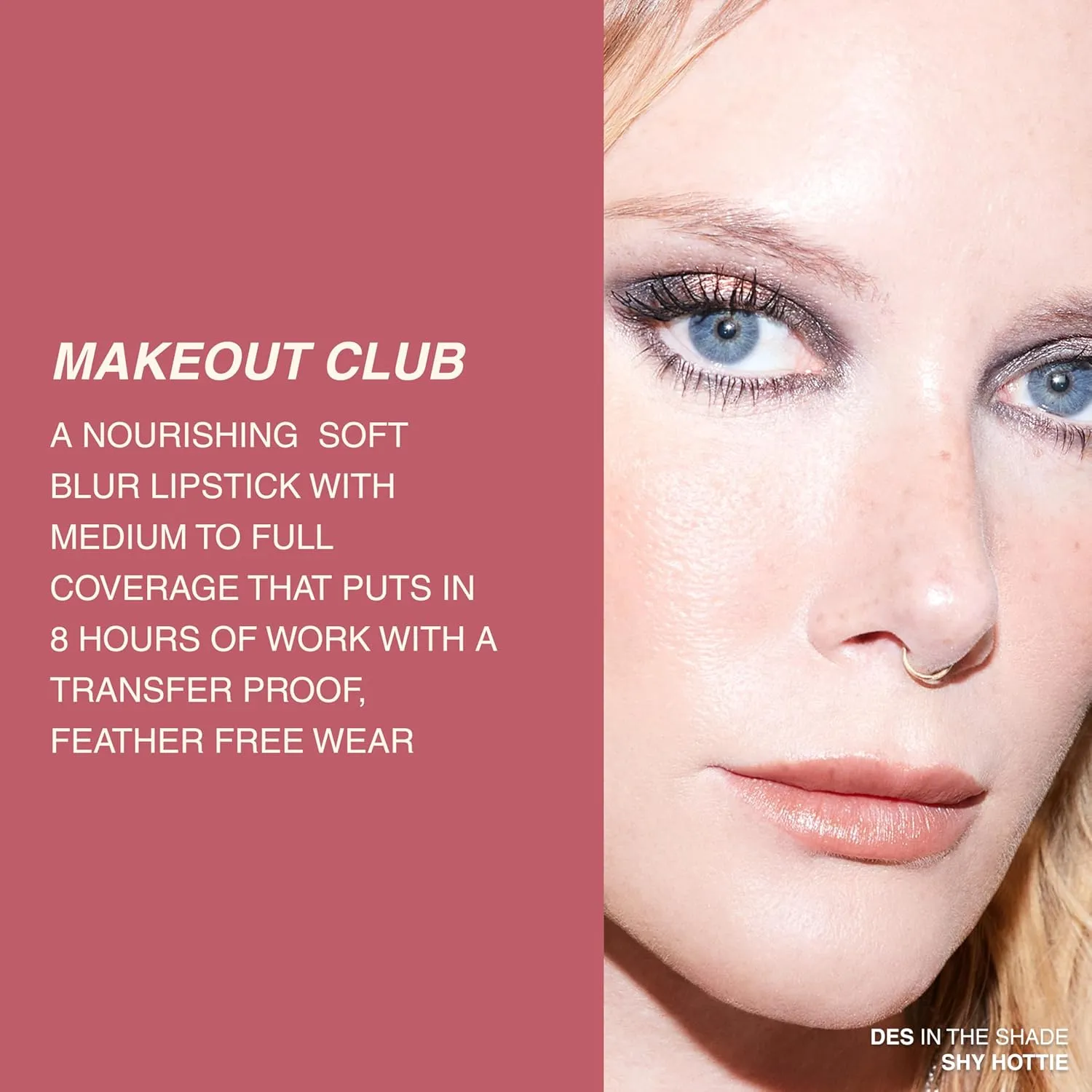 Freck Beauty MAKEOUT CLUB Soft Blur Lipstick – Medium-to-Full Coverage, 8-Hour Wear, Transfer-Proof, Buildable Soft Matte Finish, Wearable Color for All Skin Tones | THE MOMENT (Muted Rose)