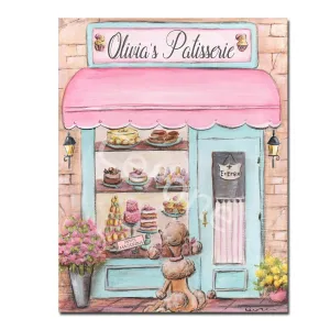 French Bakery Shop Print - Unframed Fine Art Giclee - Patisserie Wall Art - Laduree Paris Watercolor - Personalized - 5x7 to 24x36"