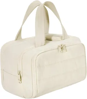 Generic Travel Toiletry Bag Zipper Makeup Bag for Eyebrow Pencil Lotion Lipstick Shampoo, Beige