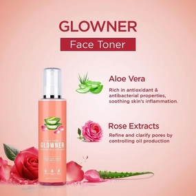 Glownerr Face Toner, Alcohol Free, Rose Water 200ml Pore Minimizing Tightening Natural Toner Spray for Glowing Skin - All Skin Types
