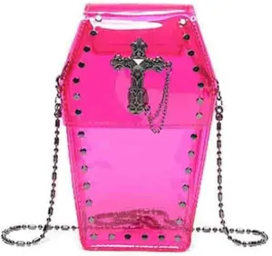 Gothic Rivet Coffin Shape Crossbody Bag, Women’s Studded Cross Transparent Shoulder Bag, Novelty Vintage Punk Phone Purse