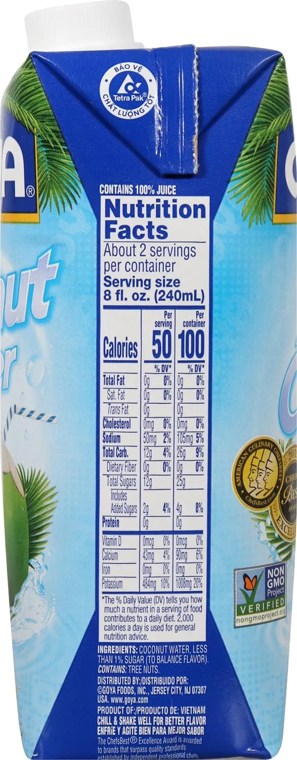 Goya Foods Pure Coconut Water, 16.9 Fl Oz (Pack of 24)