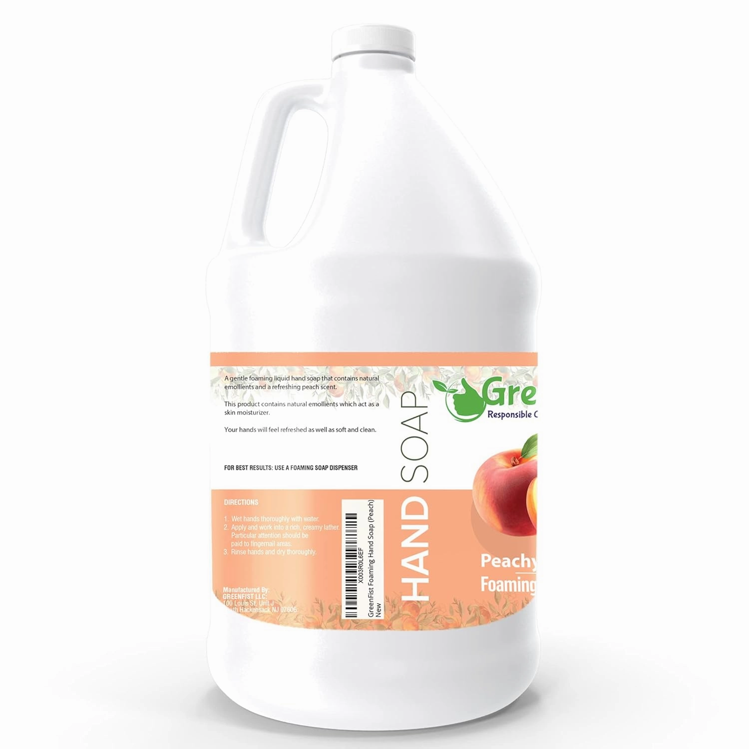 GreenFist Foaming Hand Soap Refills Peach Scent Jug Foam Refill Made in USA, 128 ounce (1 Gallon)