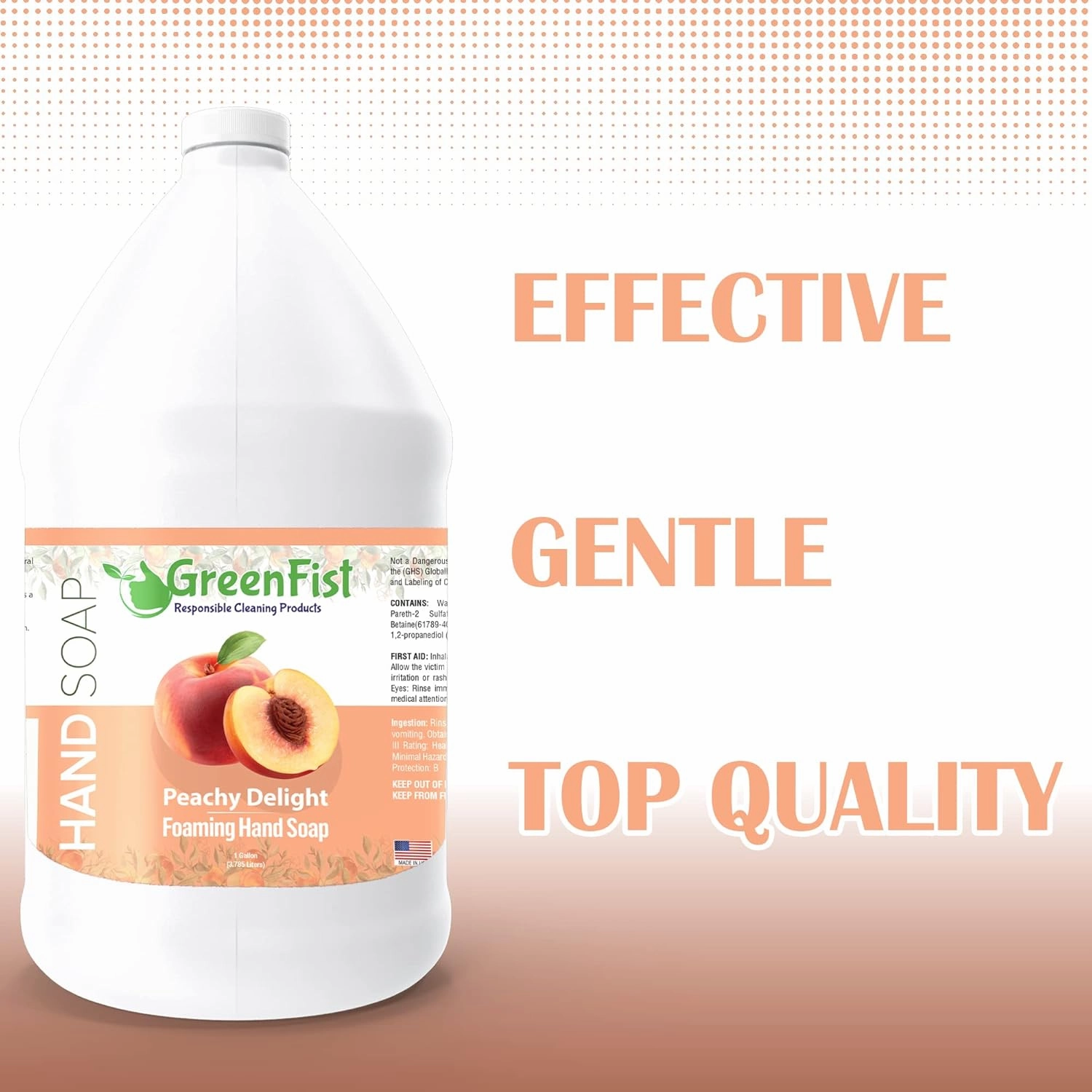 GreenFist Foaming Hand Soap Refills Peach Scent Jug Foam Refill Made in USA, 128 ounce (1 Gallon)
