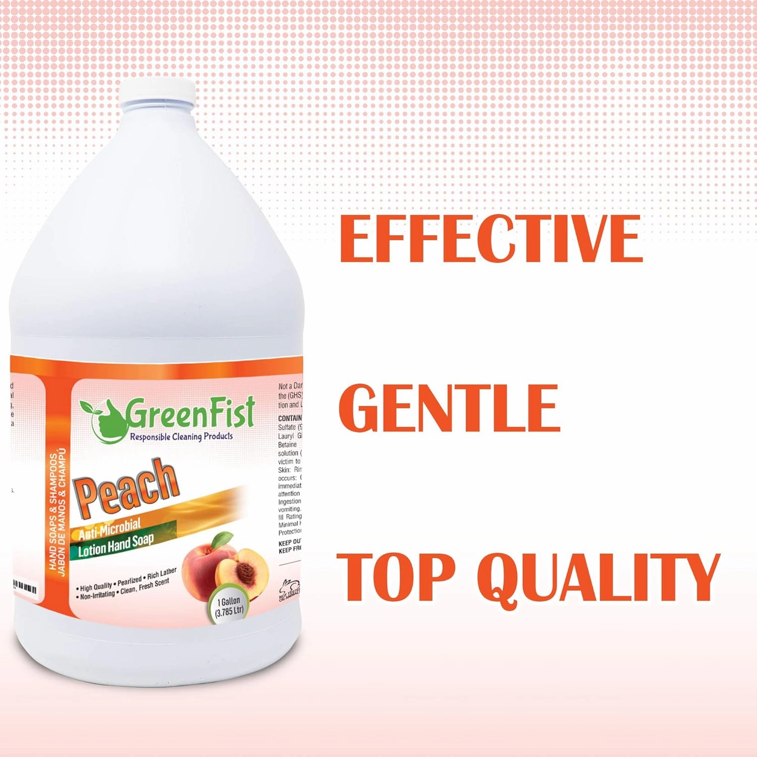 GreenFist Peach Scented Hand Soap [ Liquid Gel Refill ] Softer Hands Made in USA, 128 Ounce (1 Gallon)