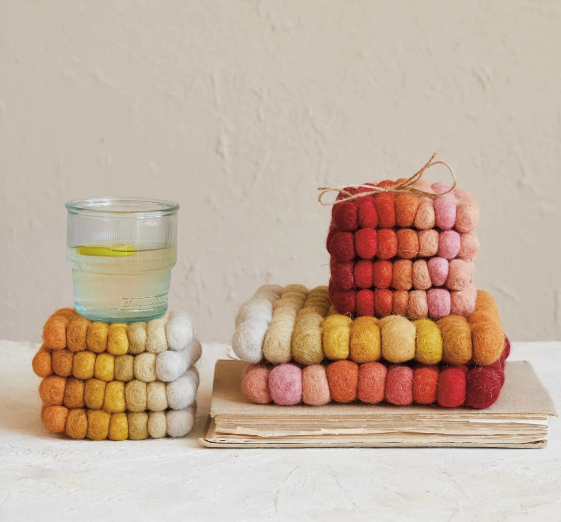 Handmade Wool Felt Ball Trivet