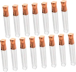 Housoutil 15pcs Lip Gloss Tubes Refillable Empty Lip Color Containers for Balm Compact Design for Handbag Makeup Pouch Irregular Shape Caps