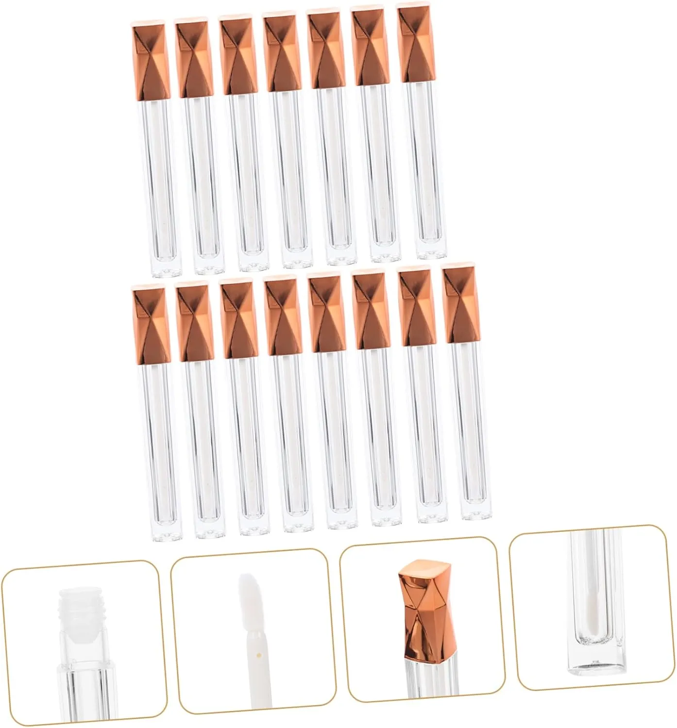 Housoutil 15pcs Lip Gloss Tubes Refillable Empty Lip Color Containers for Balm Compact Design for Handbag Makeup Pouch Irregular Shape Caps
