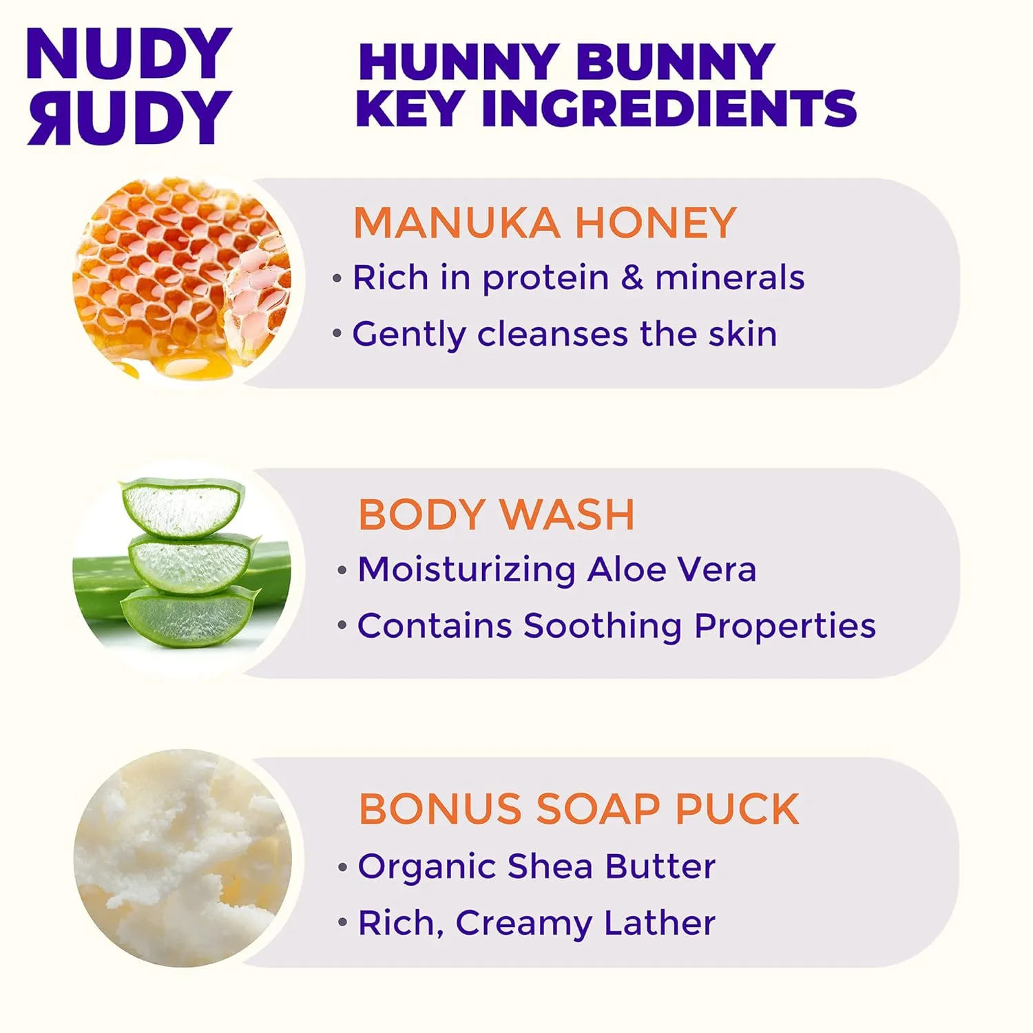 Hunny Bunny 2 Pack, Liquid Body Wash Bundle with Bonus Soap Bar, Aloe Vera and Vitamin E, Moisturizing Shower Gel and Body Wash and Bar Soap for Men and Women 16.9 fl oz and 4.2 oz