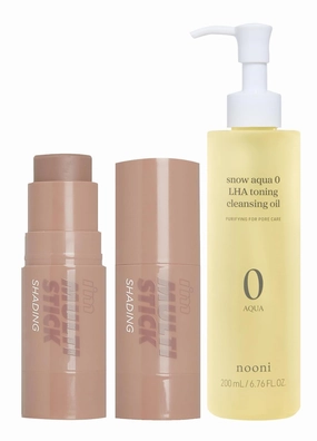 I'm Meme Contour Stick for Face - I'm Multi-stick Shading 001 Bronzer, 0.24 Oz   NOONI Korean Cleansing Oil - Snow Aqua 0 LHA Toning Pore Care Korean Facial Oil Cleanser, 6.76 fl.oz Bundle