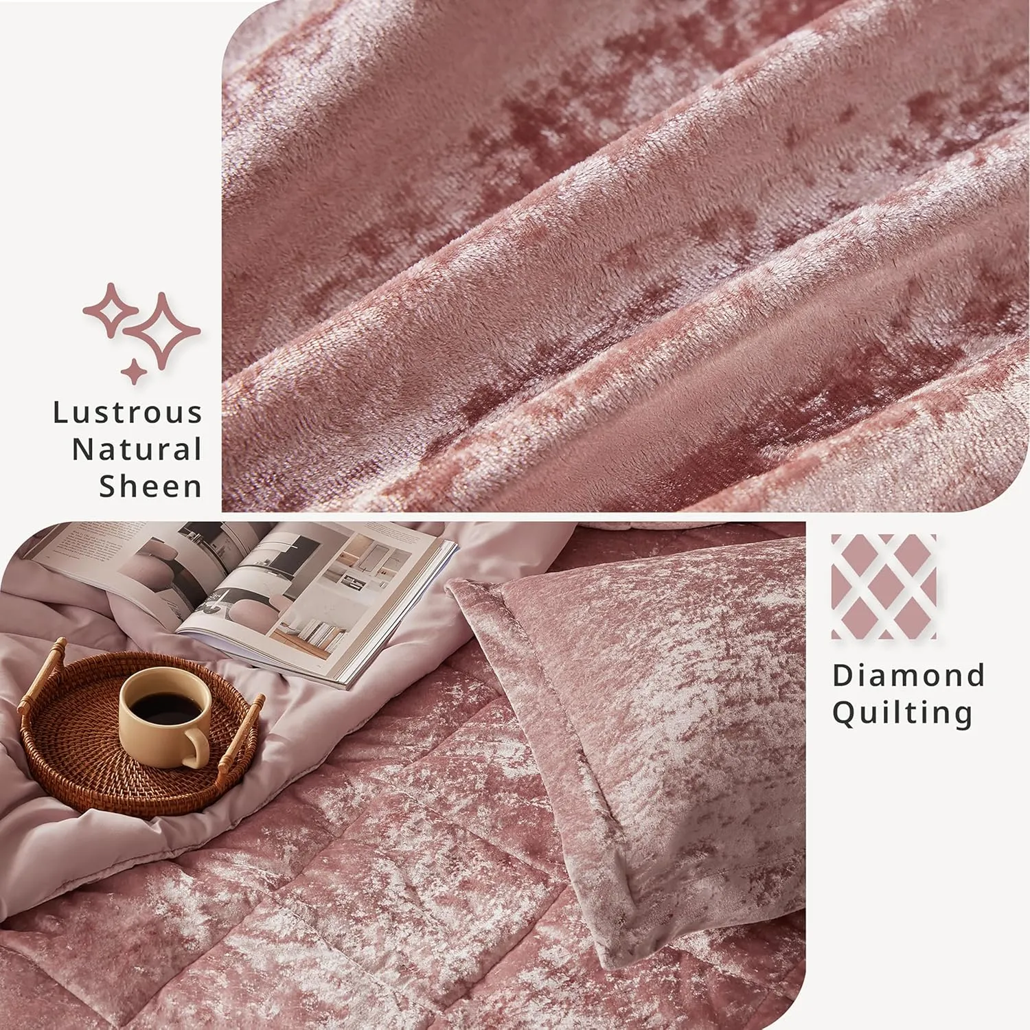 Intelligent Design Twin Velvet Duvet Cover Set with Blush Finish ID12-1782