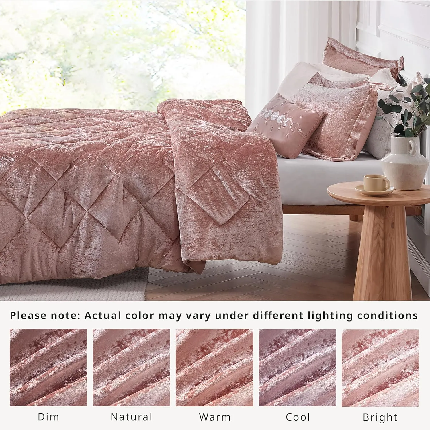 Intelligent Design Twin Velvet Duvet Cover Set with Blush Finish ID12-1782