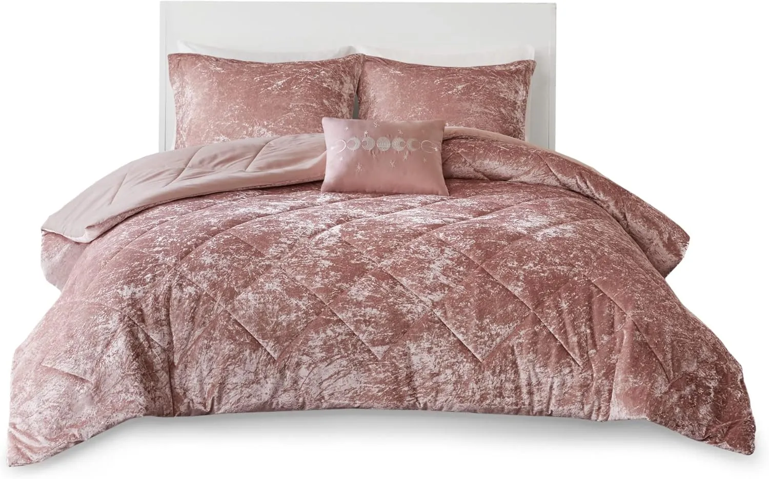 Intelligent Design Twin Velvet Duvet Cover Set with Blush Finish ID12-1782