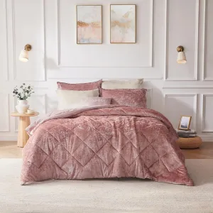 Intelligent Design Twin Velvet Duvet Cover Set with Blush Finish ID12-1782