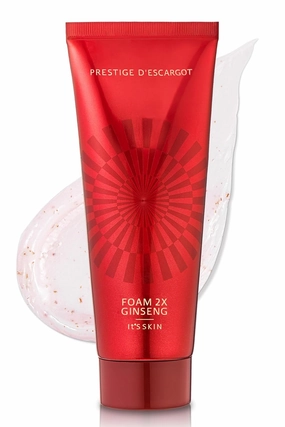 It'S SKIN Prestige Foam 2X Ginseng D'escargot 150ml, Foaming Cleanser Facewash with Snail Excretion and Ginseng Root Extract, Hydrating Facial Wash for Cleansing and Wrinkle-Free Skin