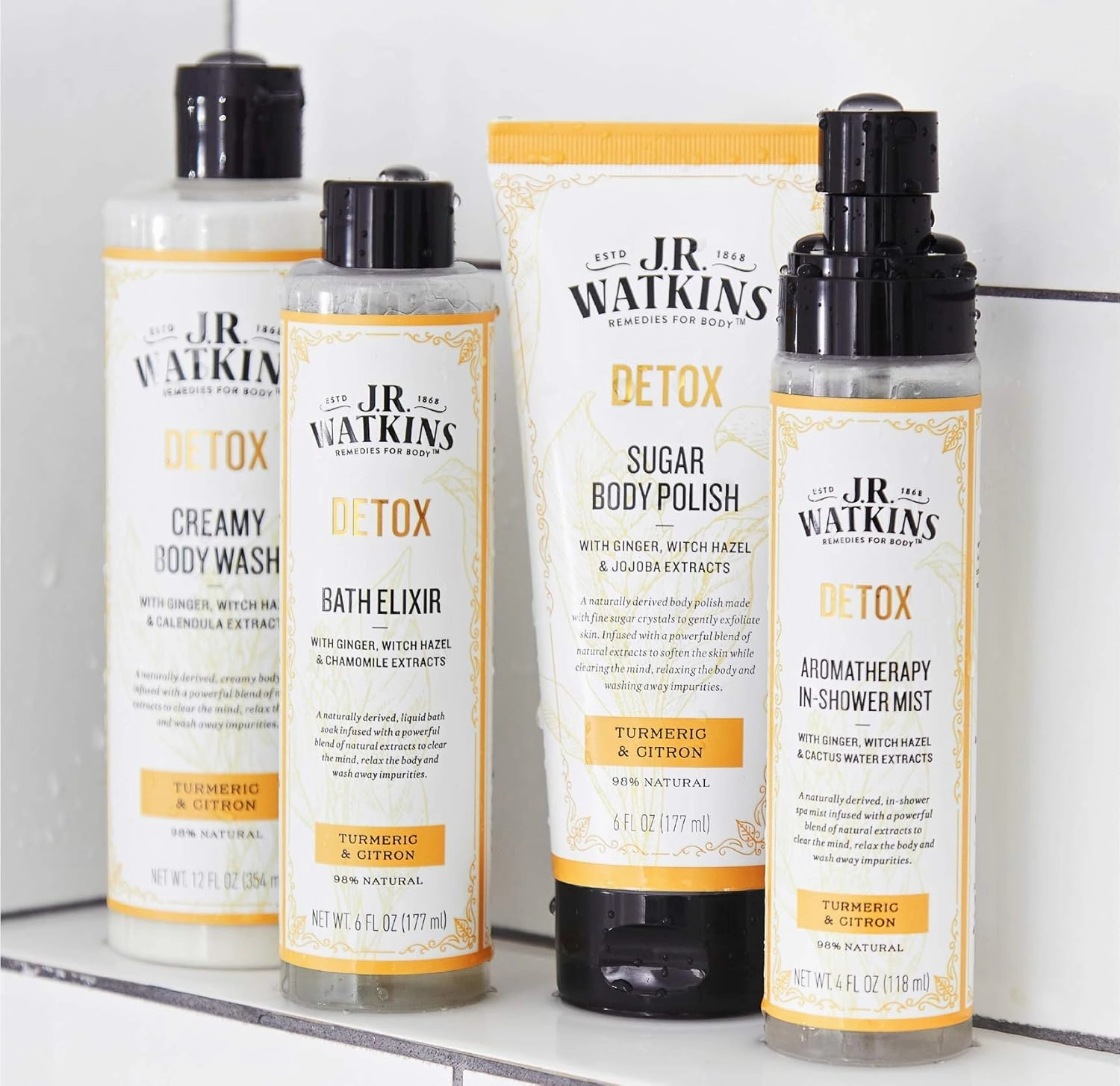 J.R. Watkins Detox Creamy Moisturizing Body Wash with Detoxifying Natural Extracts, Natural Turmeric & Citron, 12 oz