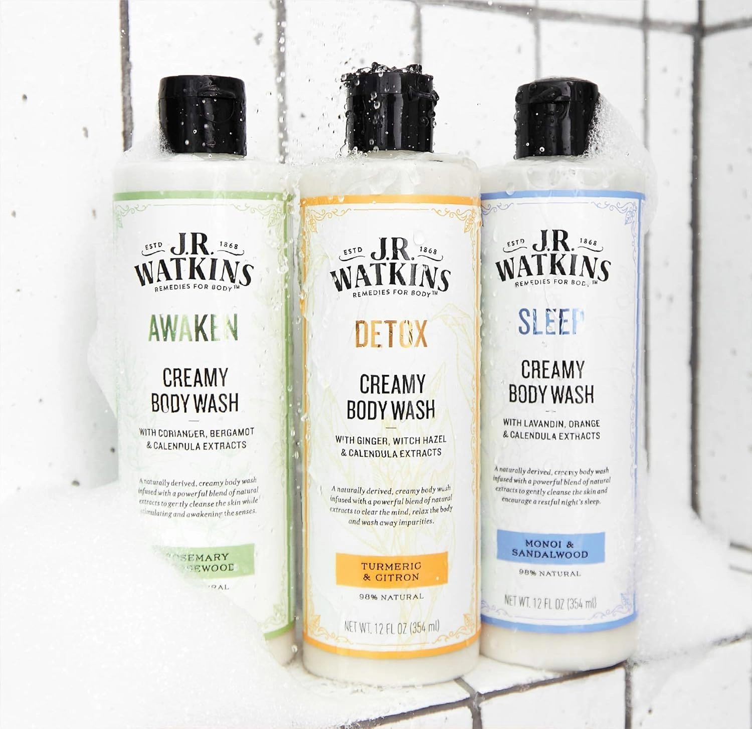 J.R. Watkins Detox Creamy Moisturizing Body Wash with Detoxifying Natural Extracts, Natural Turmeric & Citron, 12 oz