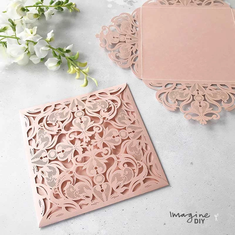 Jaipur Laser Cut Wedding Invitation - Blush Pink