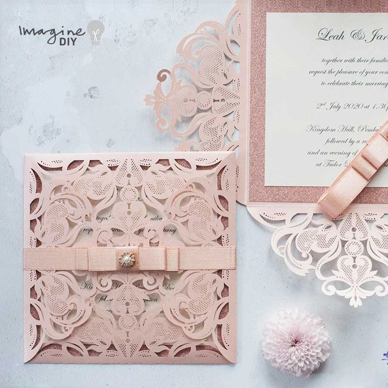 Jaipur Laser Cut Wedding Invitation - Blush Pink