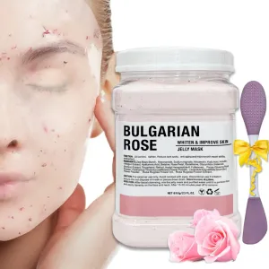 Jelly Mask Powder for Facials Care,Rose Petals Gel Jelly Face Mask,Professional Peel off Rubber Mask,Hydrating Jelly Masks,DIY Spa Mask with Double-ended Silicone Brush,23 Fl Oz