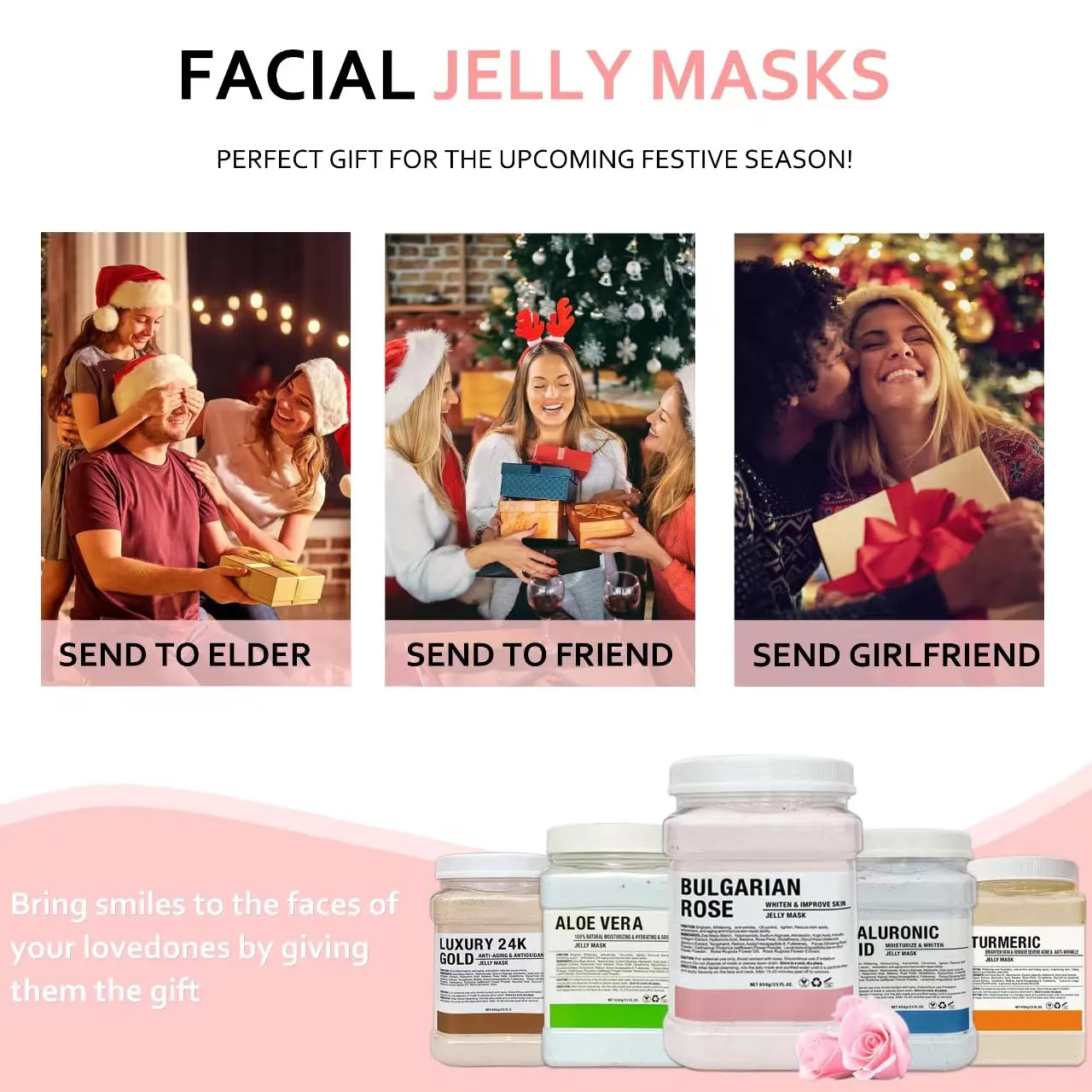Jelly Mask Powder for Facials Care,Rose Petals Gel Jelly Face Mask,Professional Peel off Rubber Mask,Hydrating Jelly Masks,DIY Spa Mask with Double-ended Silicone Brush,23 Fl Oz