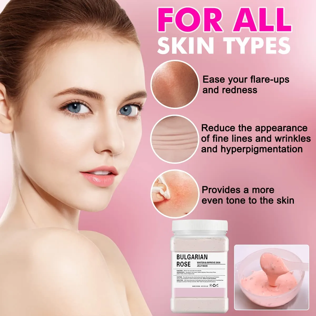 Jelly Mask Powder for Facials, Natural Rose Petals Jelly Face Mask, Professional Peel Off Hydro Face Mask Powder Leaves Skin Soft Moisturized and Revitalized,DIY SPA, 23 FlOz