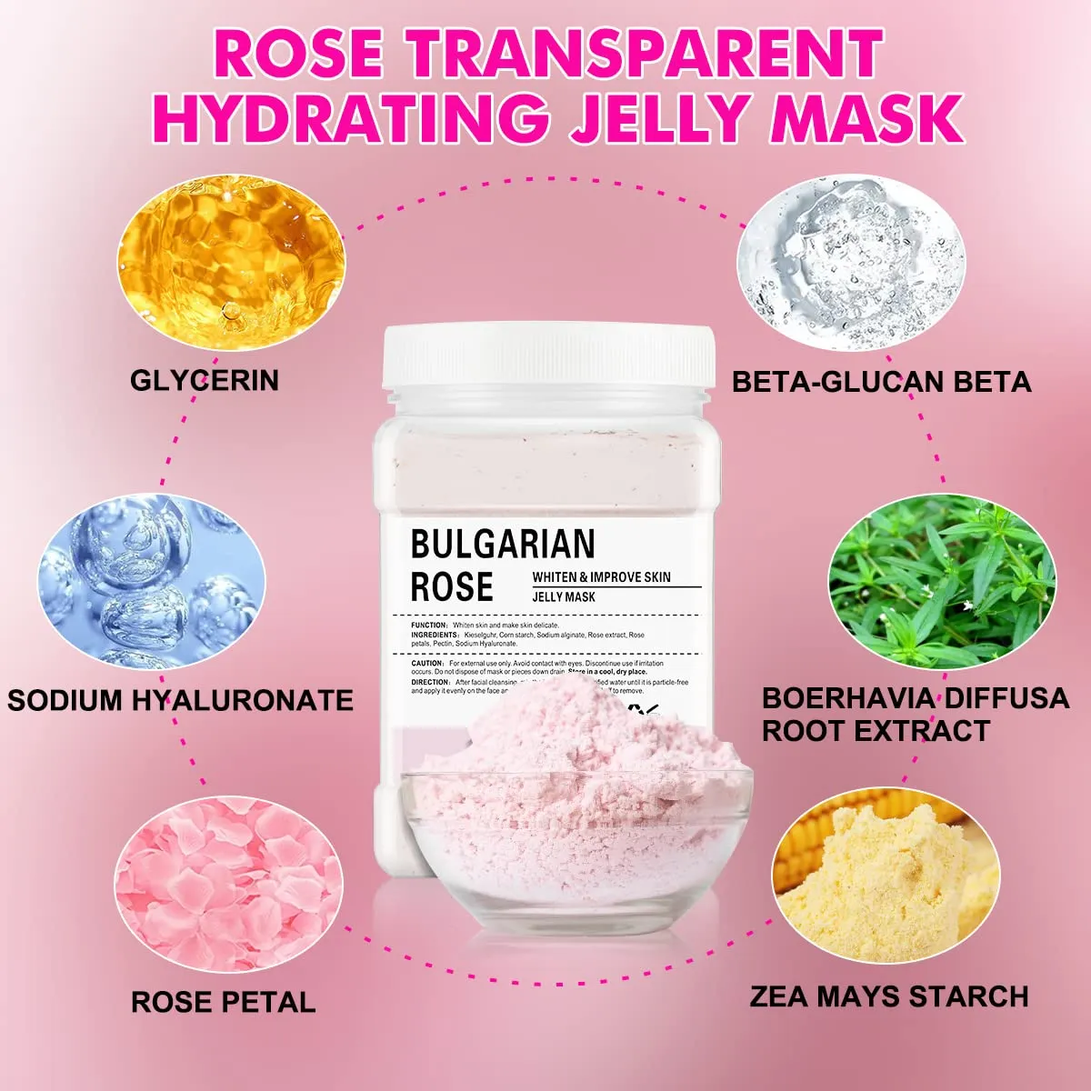 Jelly Mask Powder for Facials, Natural Rose Petals Jelly Face Mask, Professional Peel Off Hydro Face Mask Powder Leaves Skin Soft Moisturized and Revitalized,DIY SPA, 23 FlOz