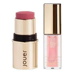 Jouer Bare Rose Blush & Bloom Cheek   Lipstick and Lip Oil Bundle