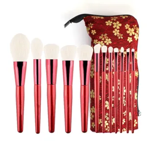 JSEIAJB 12 Rose Red Makeup Brushes Set Beauty Makeup Tools Complete Set Blush Eyeshadow Brushes