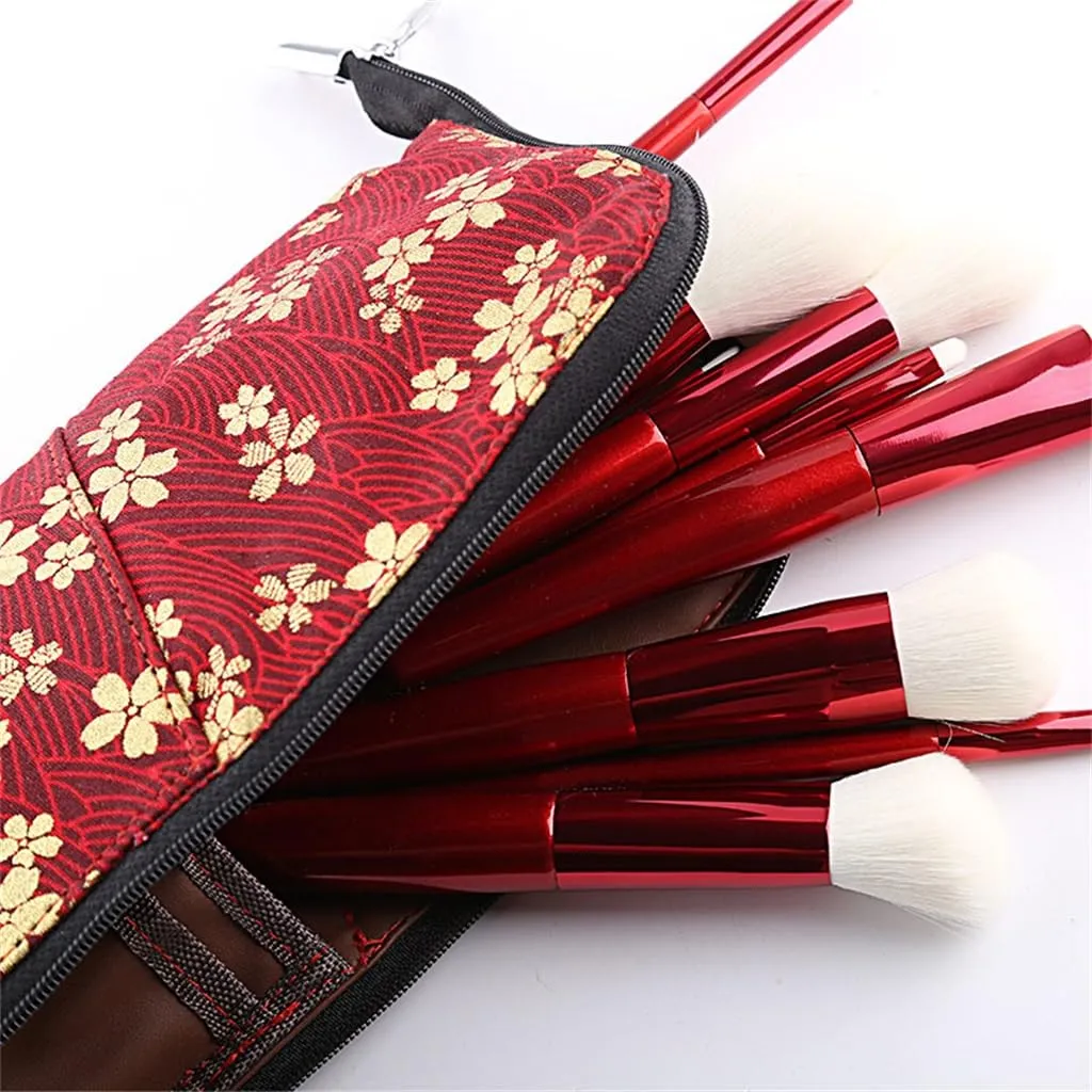 JSEIAJB 12 Rose Red Makeup Brushes Set Beauty Makeup Tools Complete Set Blush Eyeshadow Brushes
