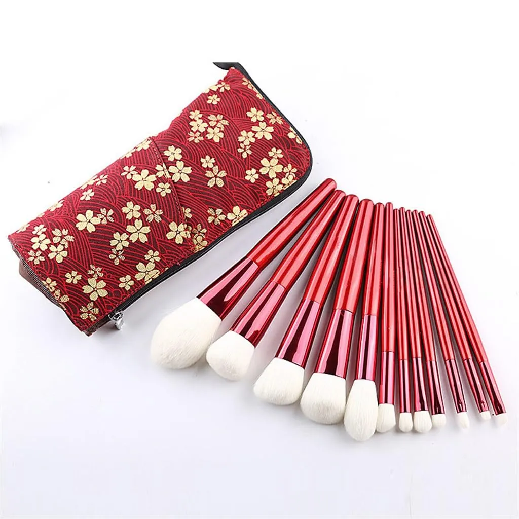 JSEIAJB 12 Rose Red Makeup Brushes Set Beauty Makeup Tools Complete Set Blush Eyeshadow Brushes