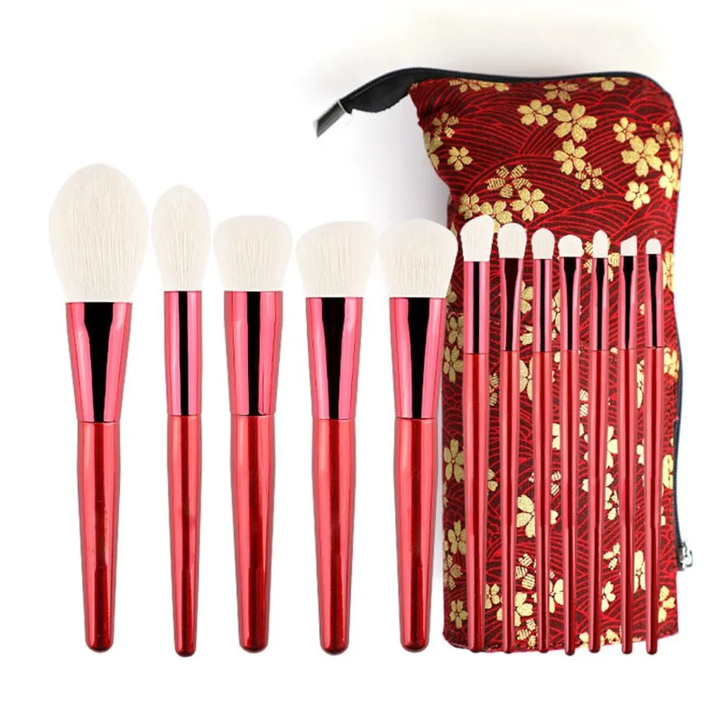 JSEIAJB 12 Rose Red Makeup Brushes Set Beauty Makeup Tools Complete Set Blush Eyeshadow Brushes