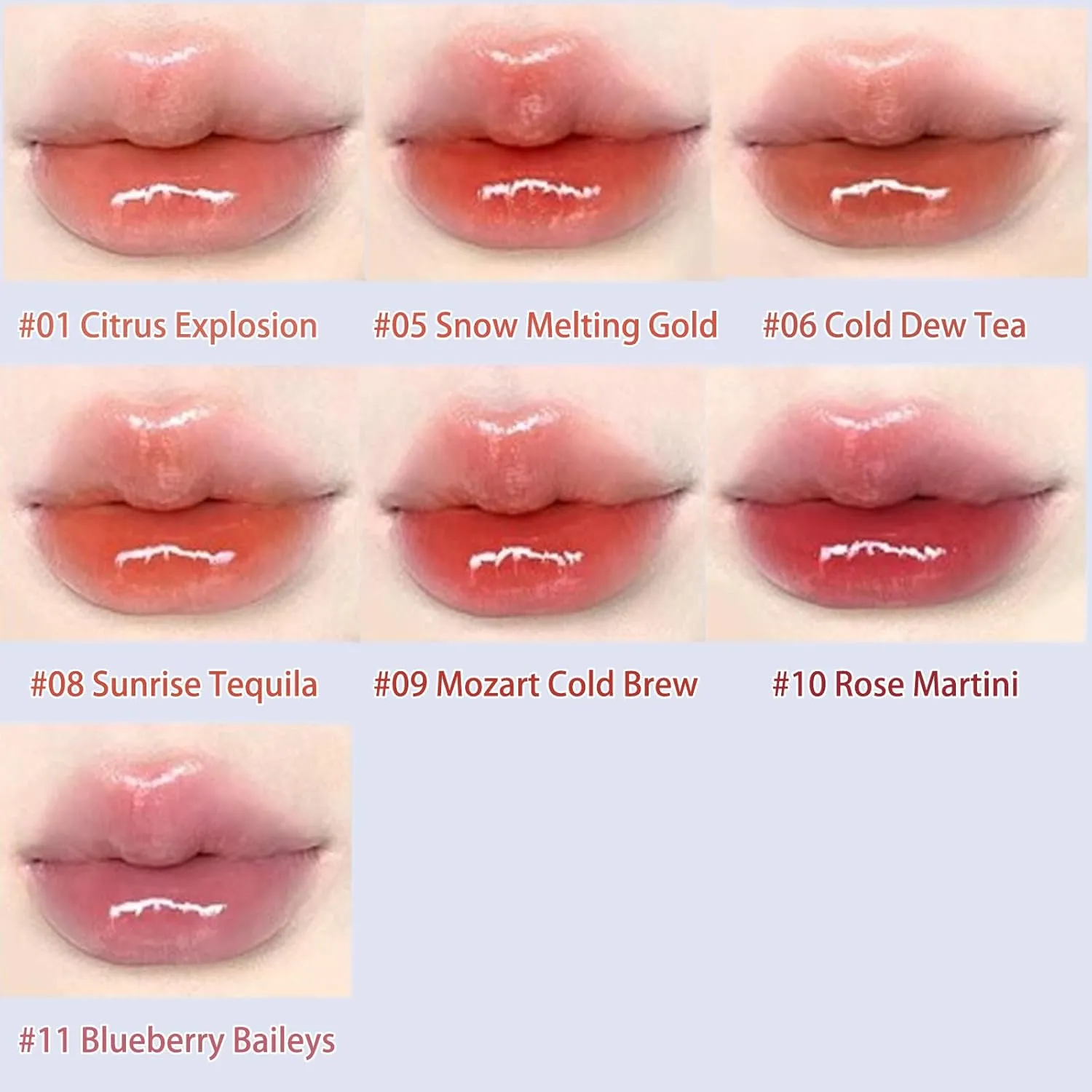 Judy Doll Lip Gloss, Judy Doll Ice Watery Lip Gloss, Judy Doll Ice Iron Tinted Lip Tint, Jelly Hydrating Lip Gloss, Moisturizing Nonstick Tinted Gloss (11 Blueberry Baileys)