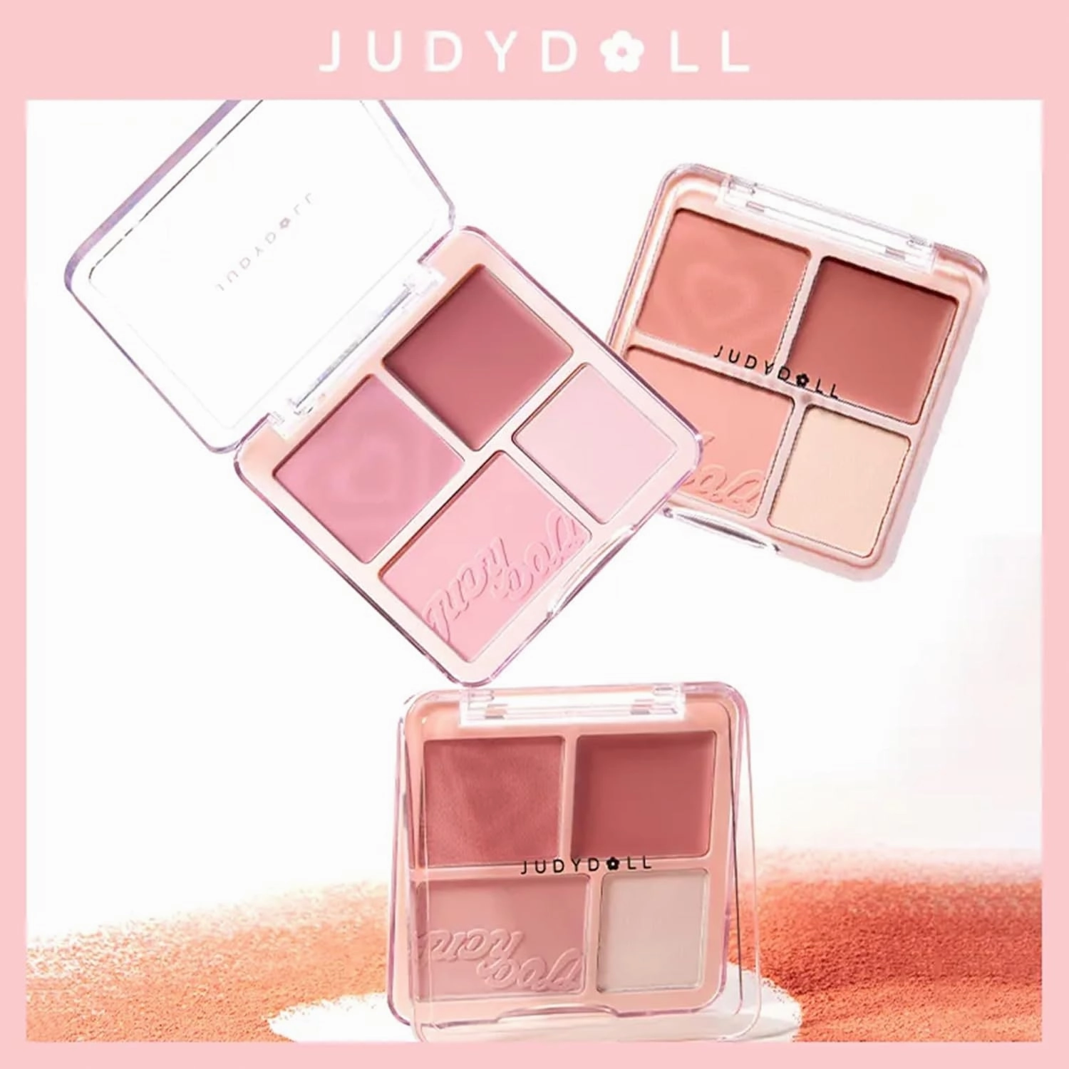 Judy Doll Blush Contour Palette, 2 In 1 Blush Highlight Palette, Blush and Highlighter Makeup, Non-greasy, Lasting Sparkling, Sculpt the Face Makeup (#01 Milk Apricot Melon, 9g)
