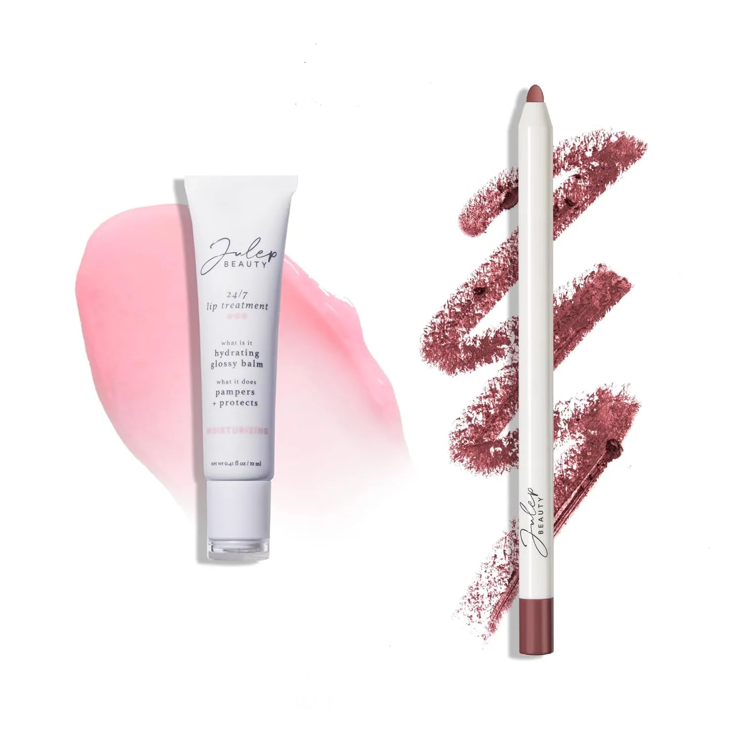 Julep With a Trace Retractable Creamy Long-Lasting Lip Liner, Antique Rose 24/7 Lip Treatment - Hydrating Lip Balm and Lip Sleeping Mask - Moisturizing Lip Repair 2pc Set