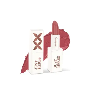 Just He..rbs Ayurvedic Creamy Matte Lipstick For Moisturized Lips - Parabens & Chemical Free 08 Rose Brown (Half - Size) 1.8gm