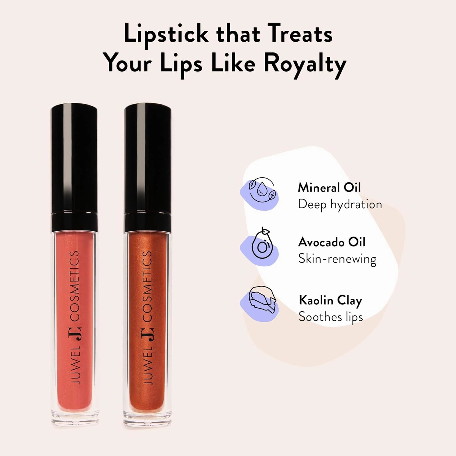 Juwel Cosmetics Luscious Liquid Matte Lipstick, Natural Lipstick with Avocado Oil & Kaolin Clay, Long Lasting Matte Finish, Mineral-Based, Cruelty-Free & Lead-Free Lip Color, Sugar Plum