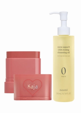 Kaja Dewy Bar - Creamy Multi-Stick Blusher & Lip Balm 06 Grapefruit Gelato, 10g   NOONI Cleansing Oil - Snow Aqua 0 LHA Toning Pore Care Korean Facial Oil Cleanser, 6.76 fl.oz Bundle