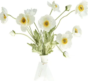 Kamang Artificial Poppy White Silk Flower (3 Stems) for Home Decor and Wedding. Real Touch White Fake Flower. White Flower Wedding Decor Bouquet Floral Arrangements Centerpieces (White)