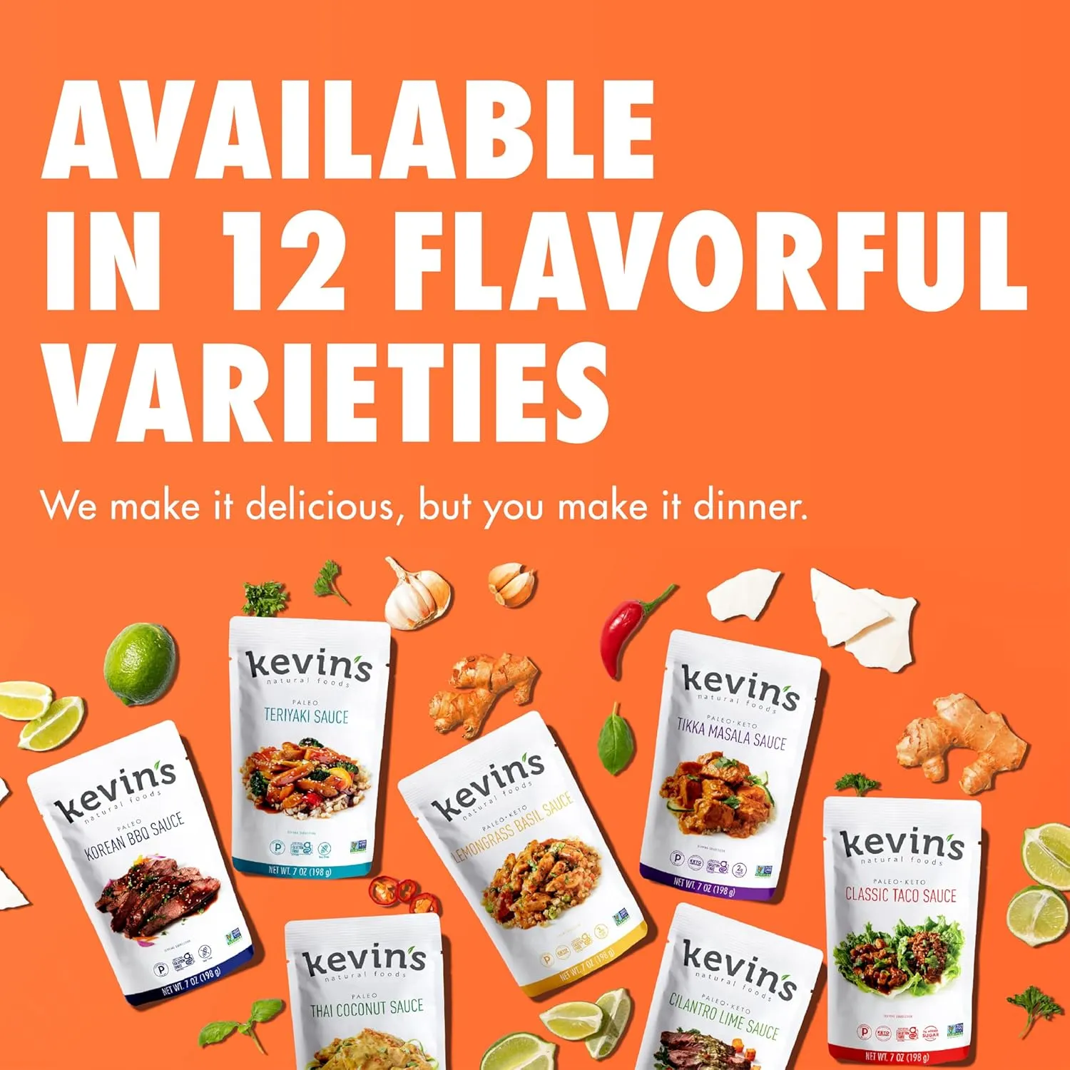 Kevin's Natural Foods Paleo Simmer Sauce Variety Pack - Stir-Fry Sauce, Gluten Free, No Preservatives, Non-GMO - 3 Pack (Teriyaki/Thai Coconut/Korean BBQ)