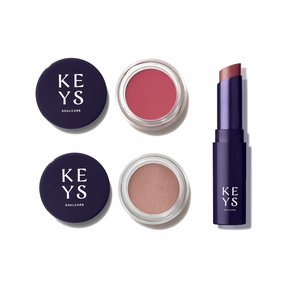 Keys Soulcare Makeup Essentials Bundle, Includes Blush, Highlighter & Tinted Lip Balm, Natural, Buildable Color for Smooth, Bright & Glowing Skin